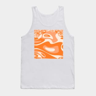 Go With the Flow - Retro 60's Groovy Abstract in Orange and Cream Tank Top